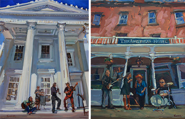 Musicians at Whaling Museum and Musicians at American Hotel - 2015 Festival, original artwork by Maryann Lucas